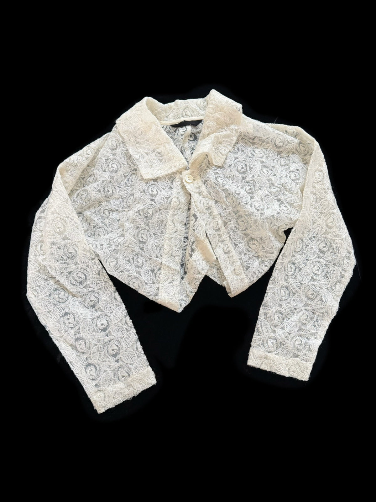 Comme Des Garcons Rei Kawakubo 1990 Tricot line kite-sleeve crocheted short top