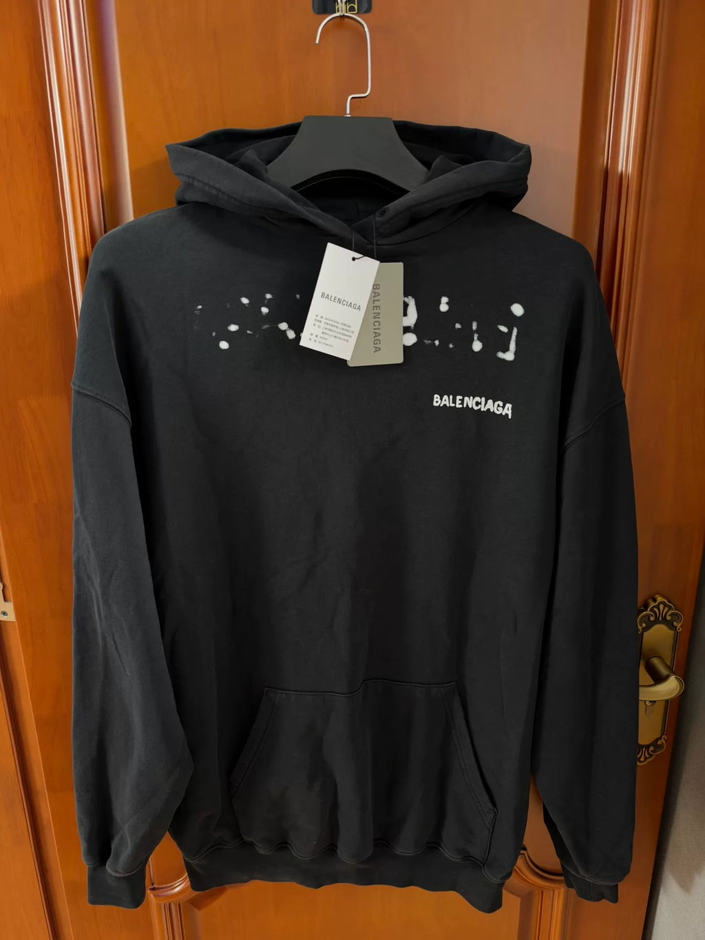 Balenciaga Black Graffiti Logo Hooded Sweater