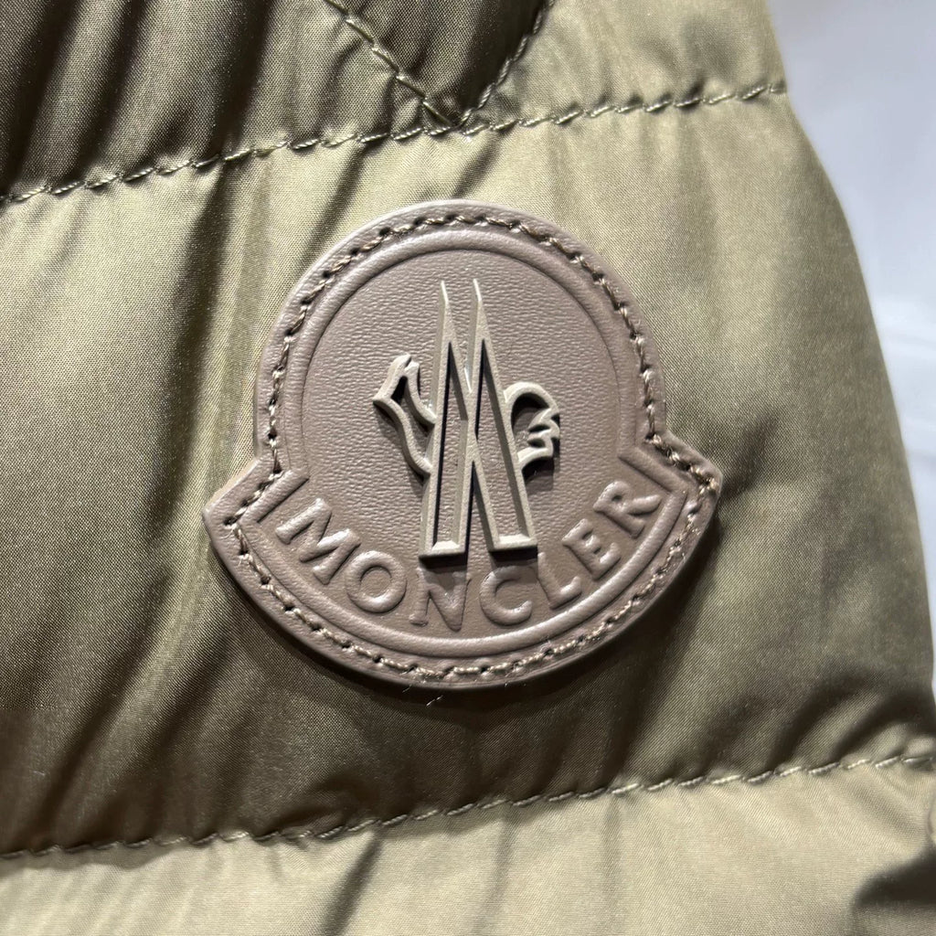 Moncler Olive Hooded Zip-Up Polyester Down Jacket