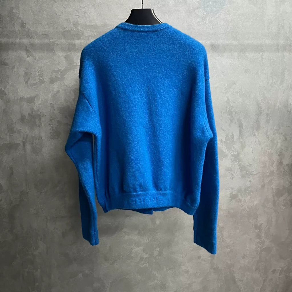 Chanel Blue Crew Neck Knit Sweater