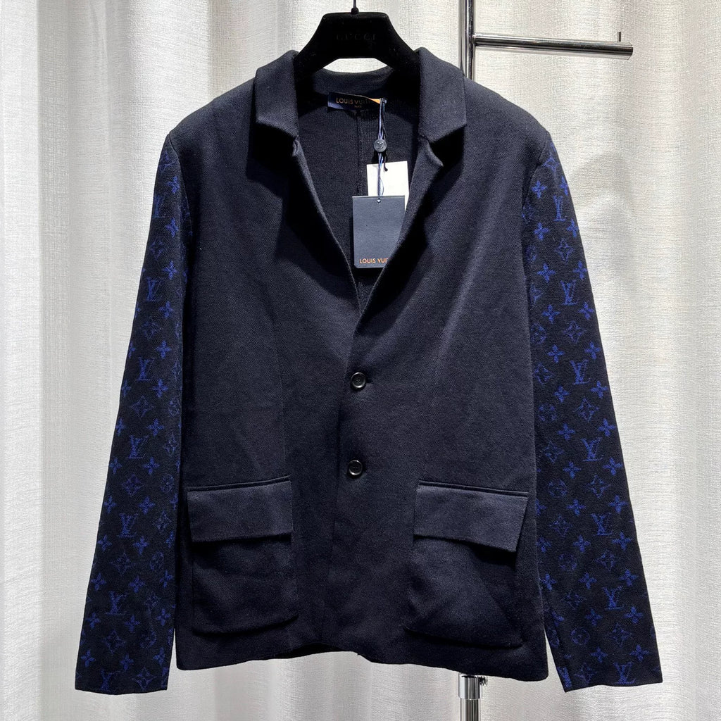 Louis Vuitton Black Logo-Print Cuffs Lambswool Sweater