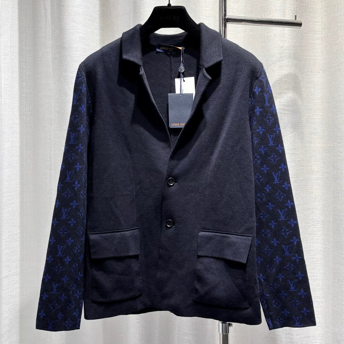 Louis Vuitton Black Logo-Print Cuffs Lambswool Sweater