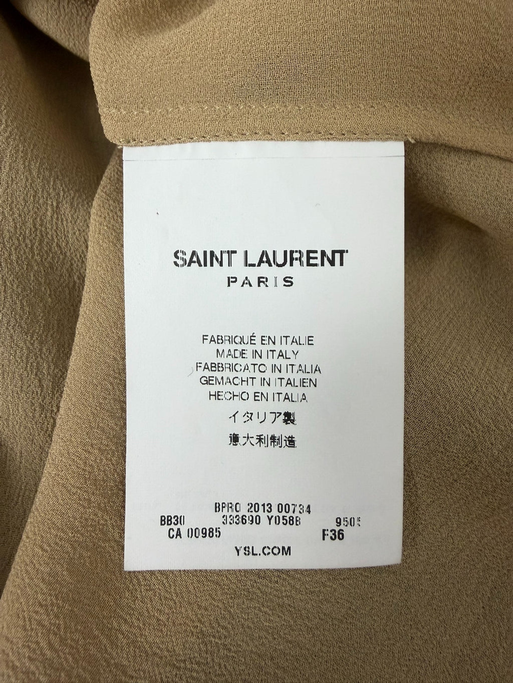 Saint Laurent Slp13fw Silk Peter Pan Collar Accordion Shirt