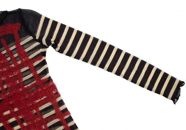 Jean Paul Gaultier Vintage Striped Floral Mesh Top