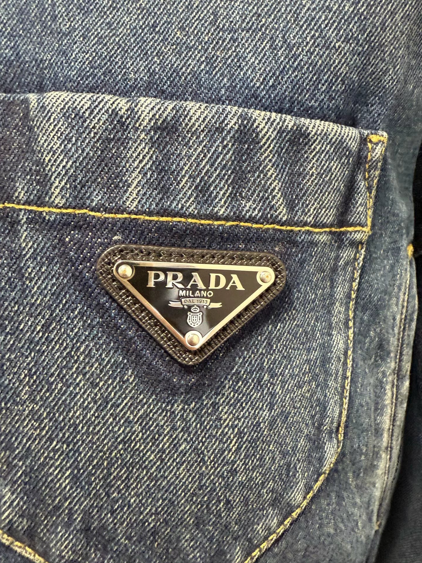 Prada Wool Triangle Logo Denim Jacket