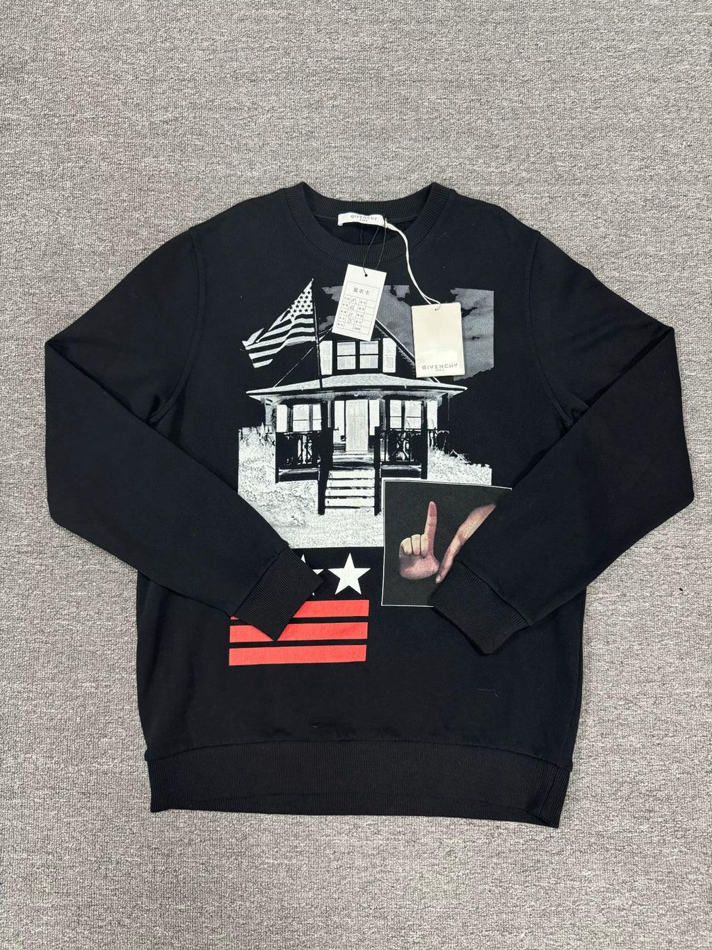 Givenchy Black Star House Flag Stripe Sweater
