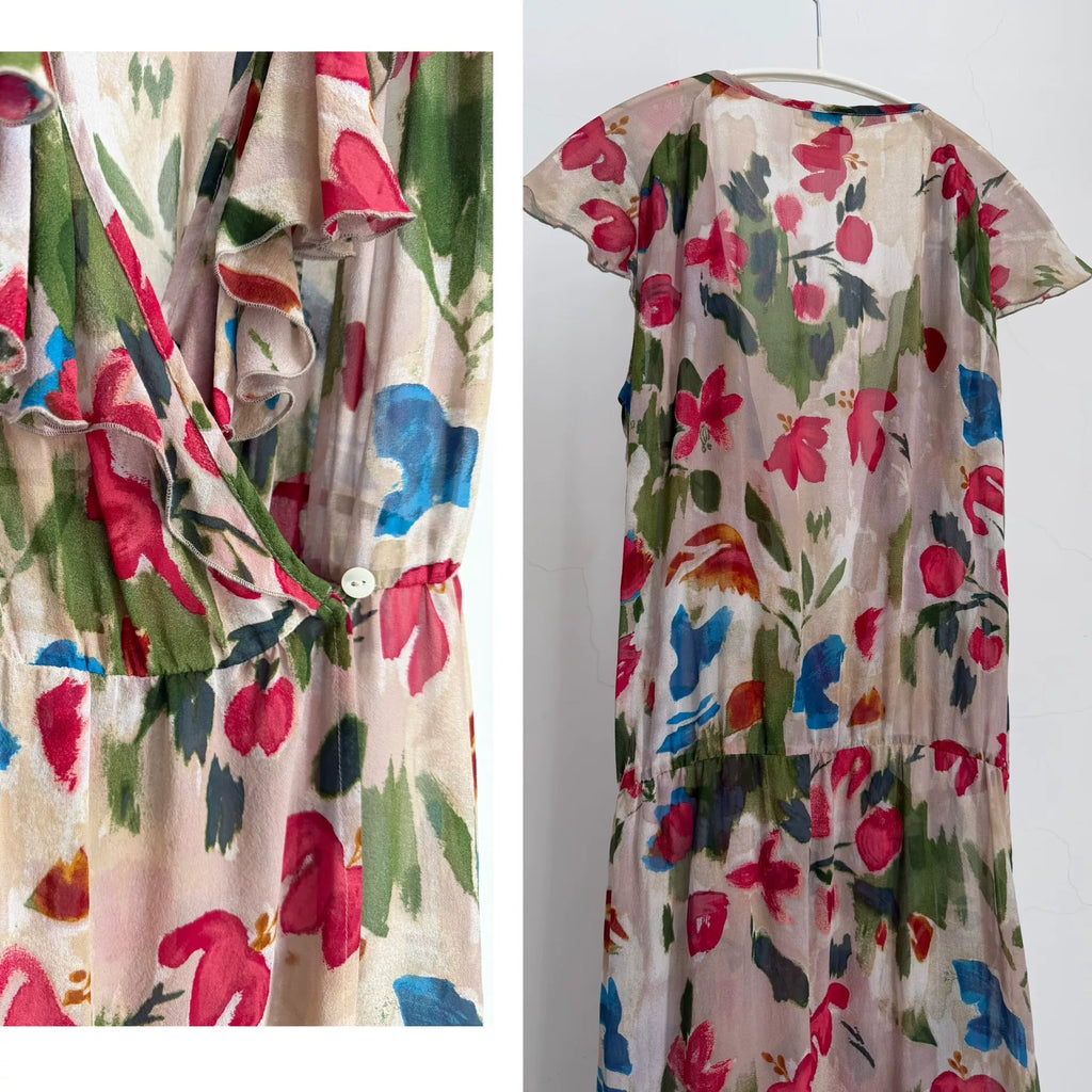 Dries van Noten Watercolor Floral Silk Dress
