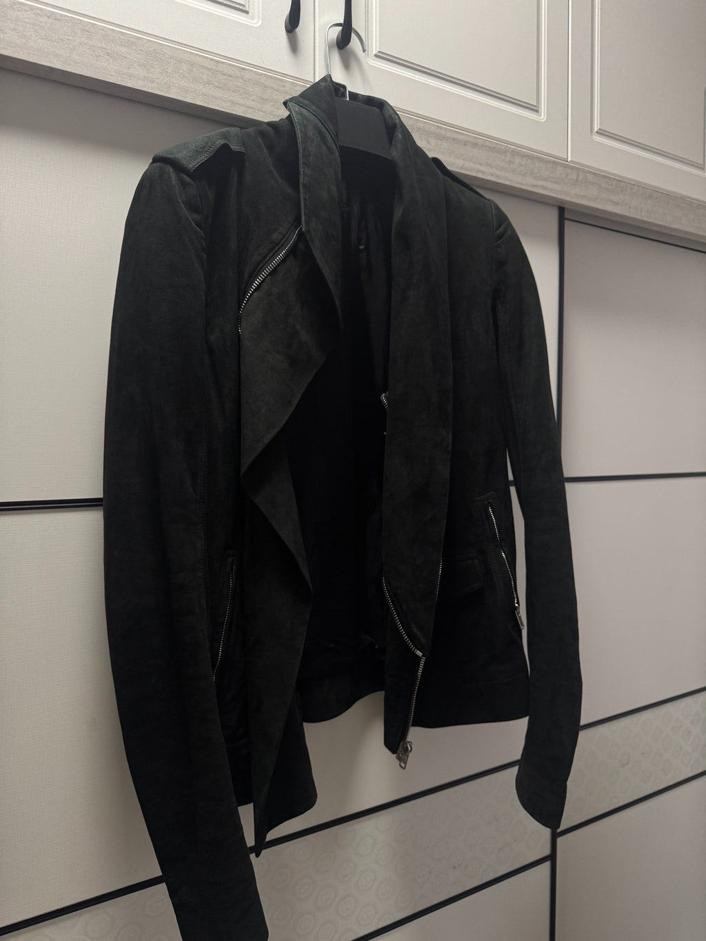Rick Owens biker suede leather jacket