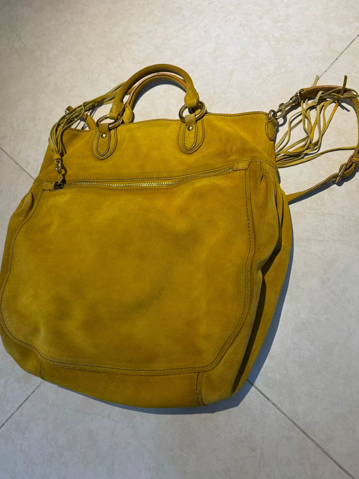 MiuMiu Glace Calf Tassel Suede Crossbody Bag