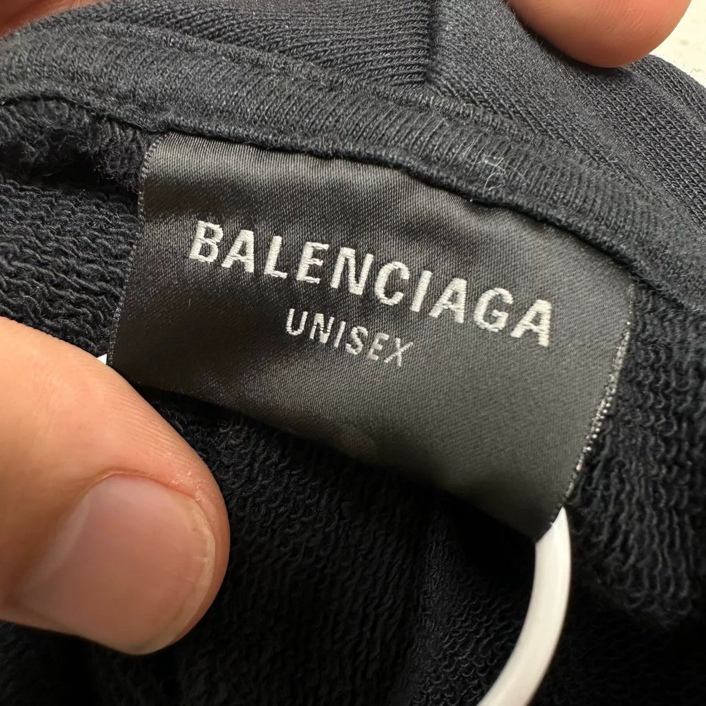 Balenciaga Black Coca-Cola Logo Mud-Dye Distressed Print Zip-Up Jacket