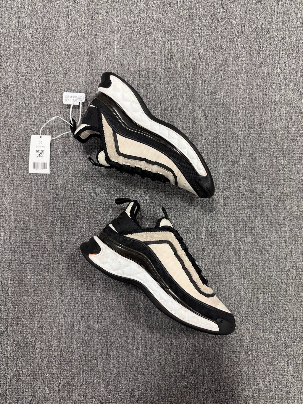 Chanel Black & White Double C Logo Sneakers