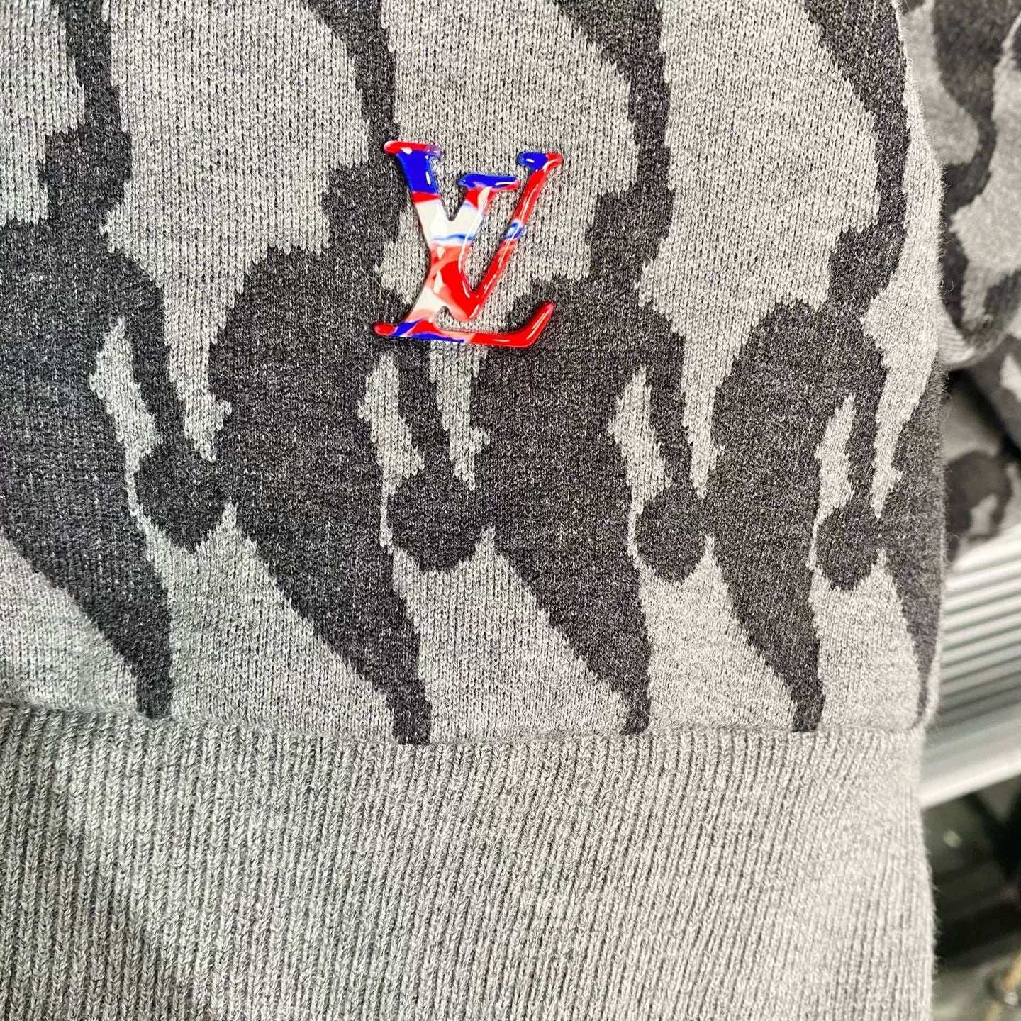 Louis Vuitton Knit Nba Portrait All-Over Print Gray Hoodie
