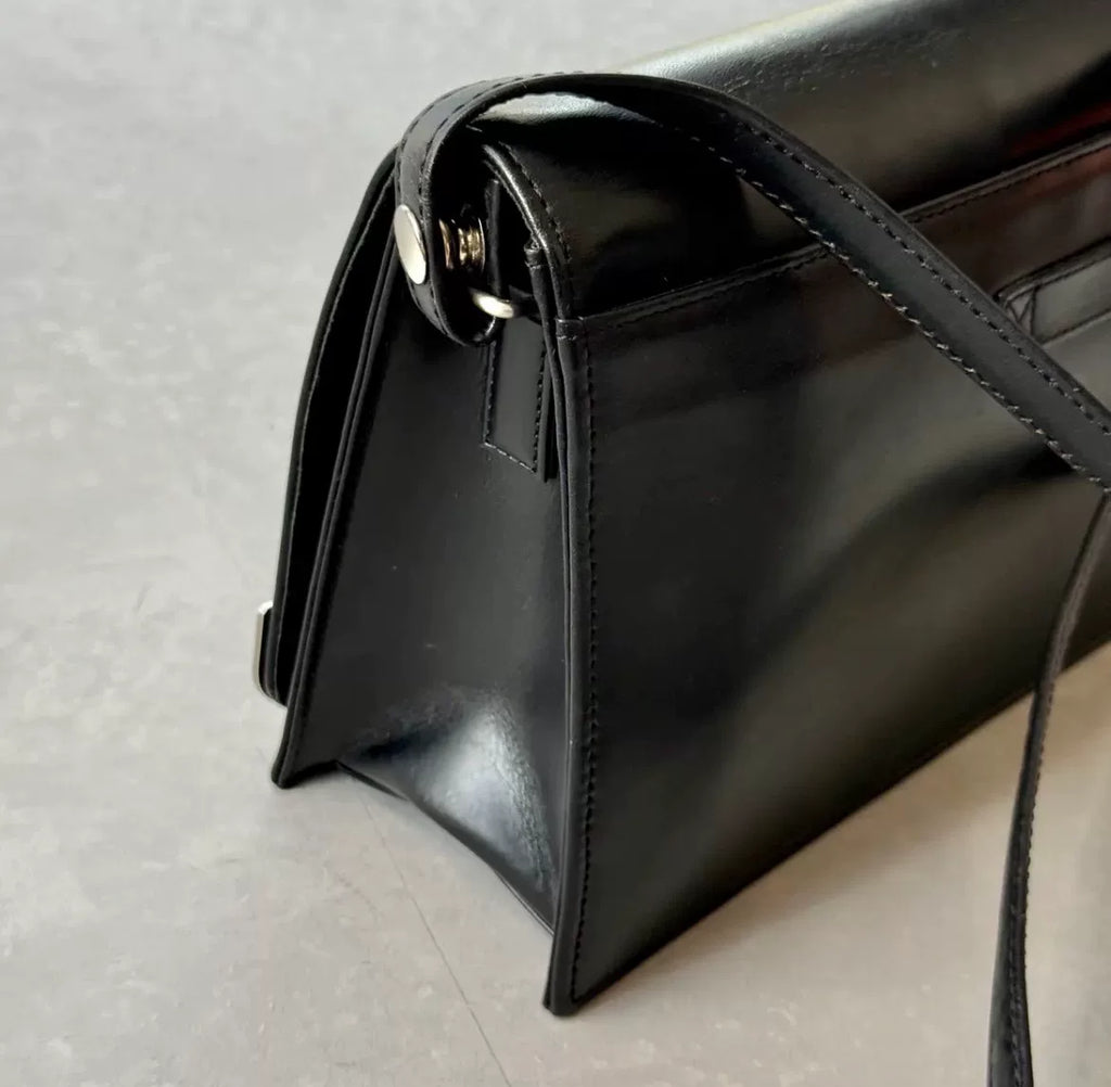 Jean Paul Gaultier Black Leather Metal-Frame Shoulder Bag
