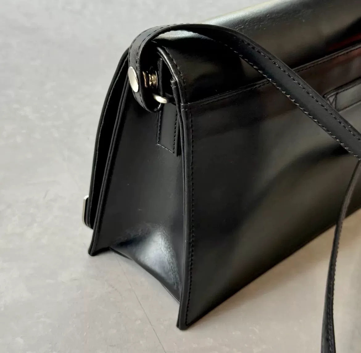 Jean Paul Gaultier Black Leather Metal-Frame Shoulder Bag