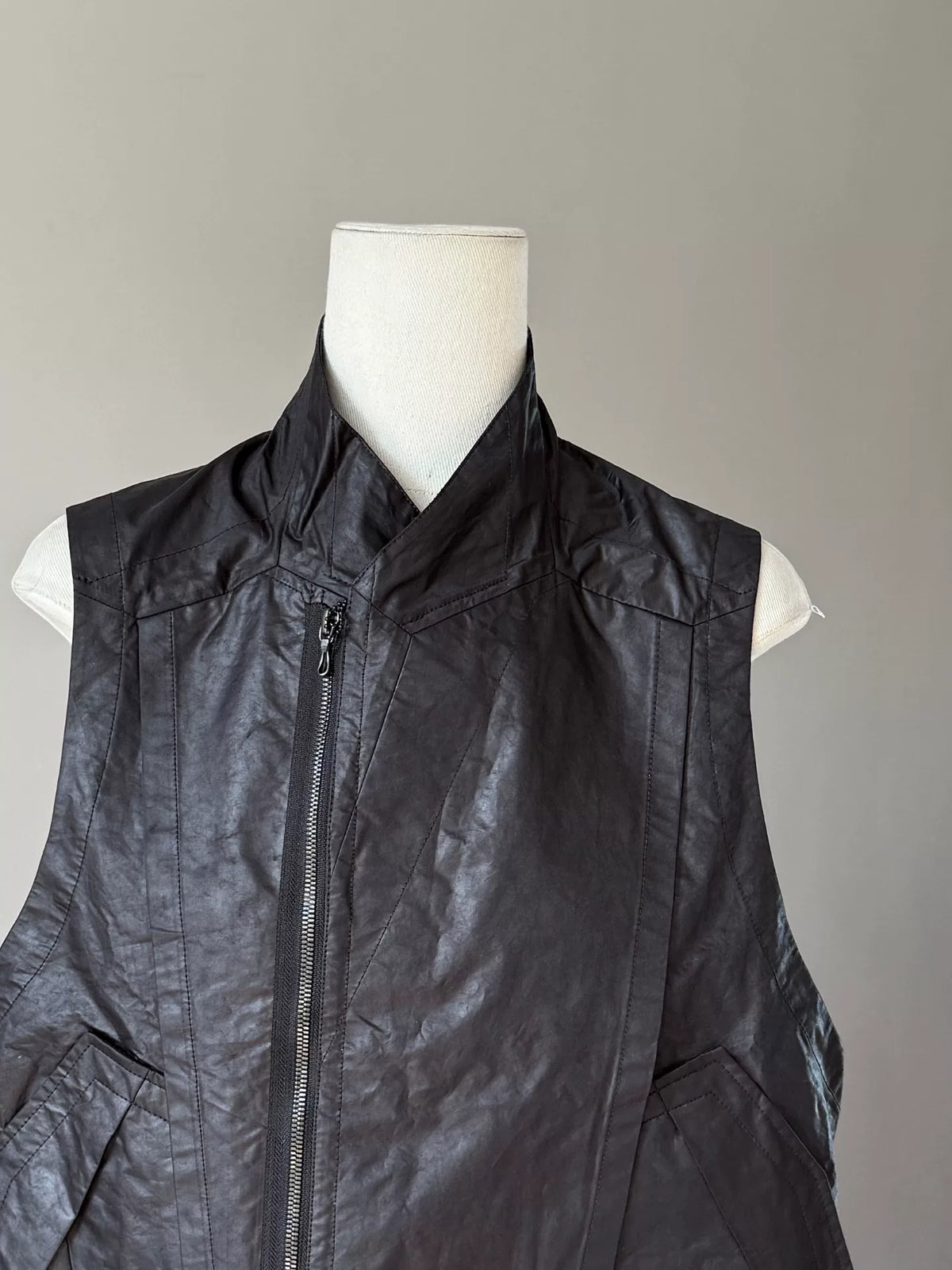 Julius SS23 Coated Deconstructed Stand-Collar Vest