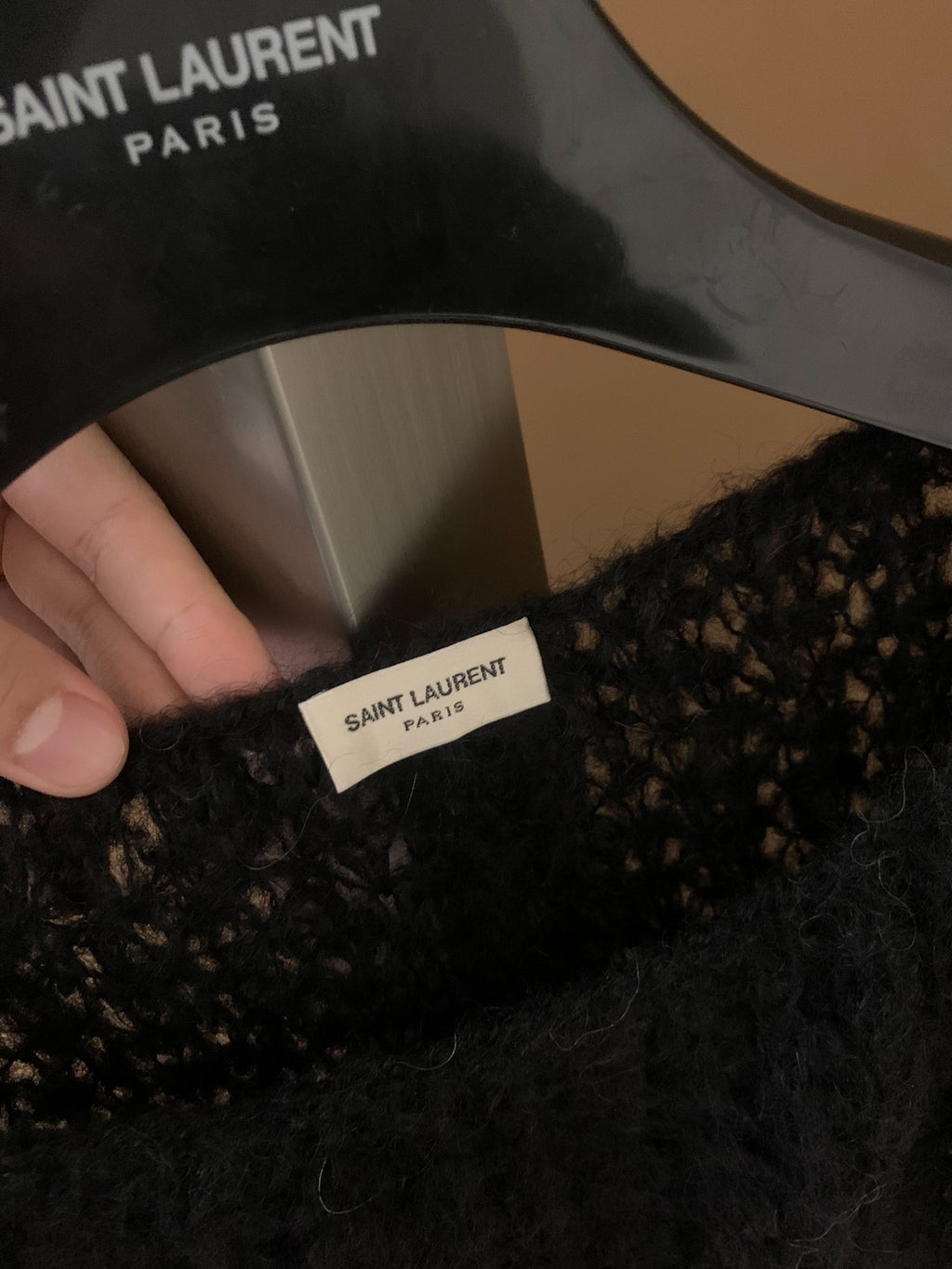 Saint Laurent 13FW Mohair Black White Striped Sweater