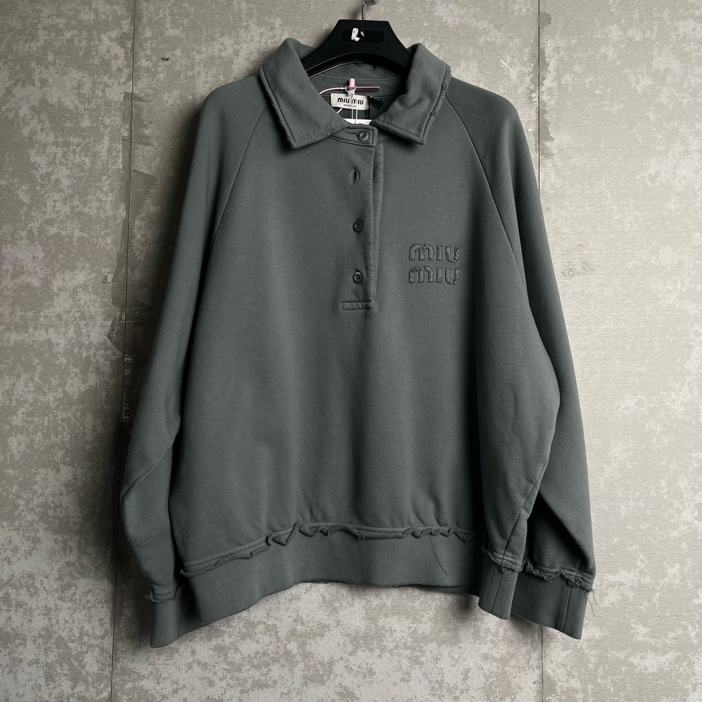 Miu Miu Gray Polo Embroidered Sweatshirt