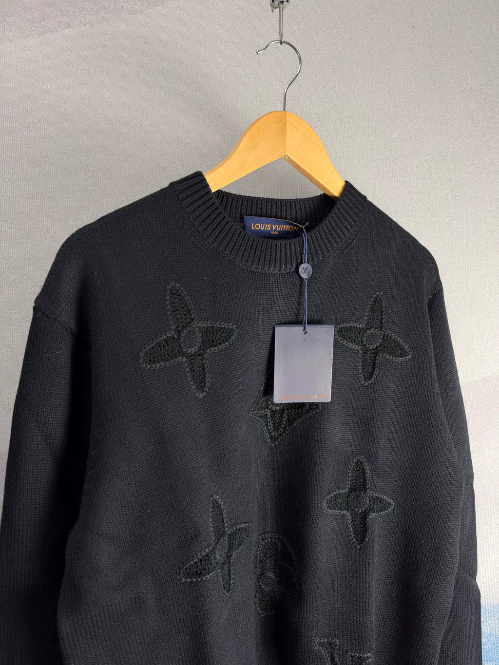 Louis Vuitton SS26 Black Floral Embroidered Sweater