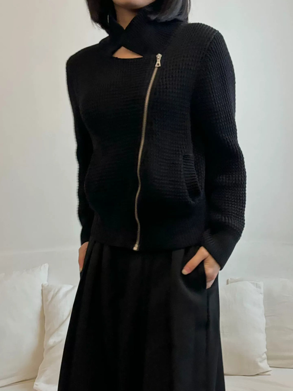 Dries Van Noten | Diagonal Zip Knit Jacket