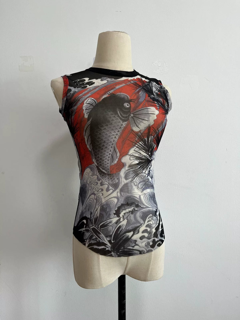 Jean Paul Gaultier koi fish top mesh