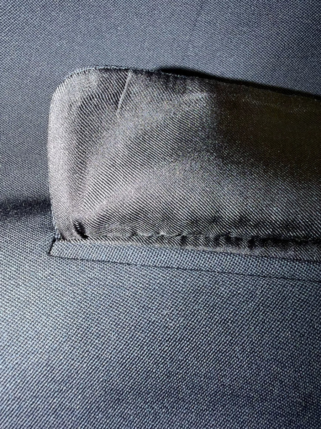 Saint Laurent Paris FW14 Le Smoking Navy Blue Satin Peak-Lapel Wool Blazer by Hedi Slimane