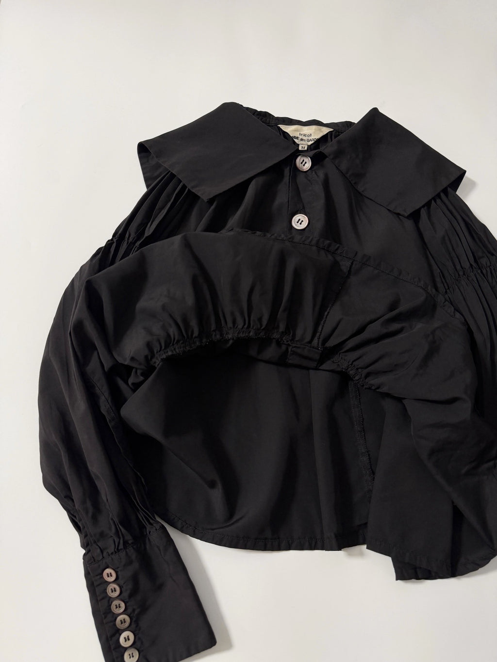 Comme Des Garcons Black Pleated Collar Lapel Shirt - Devines