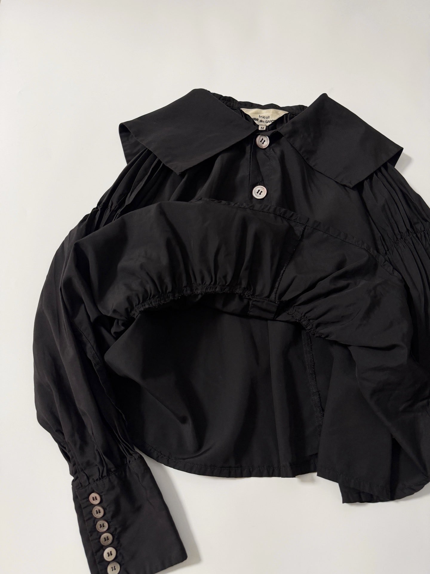 Comme Des Garcons Black Pleated Collar Lapel Shirt - Devines