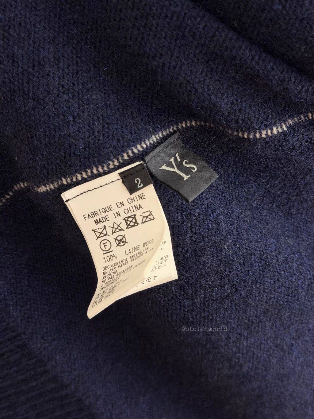 Yohji Yamamoto Y's Fringe Wool Knit Navy Top - Devines