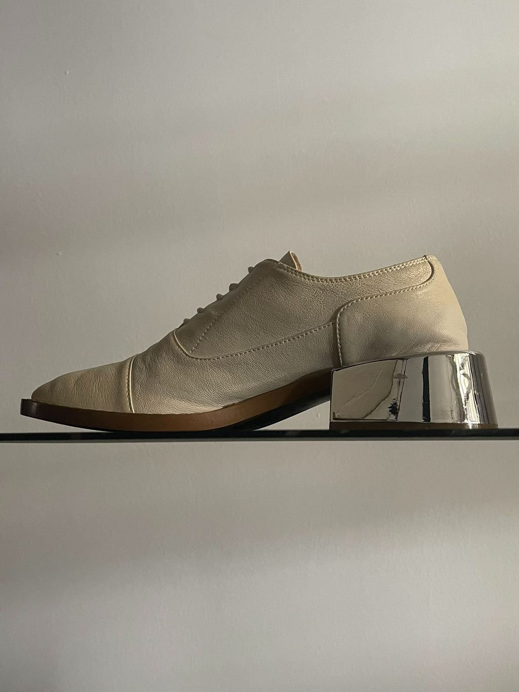 Maison Margiela Milky White Mirror Sole Lambskin Shoes