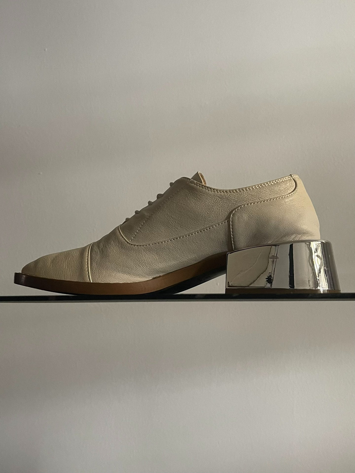 Maison Margiela Milky White Mirror Sole Lambskin Shoes