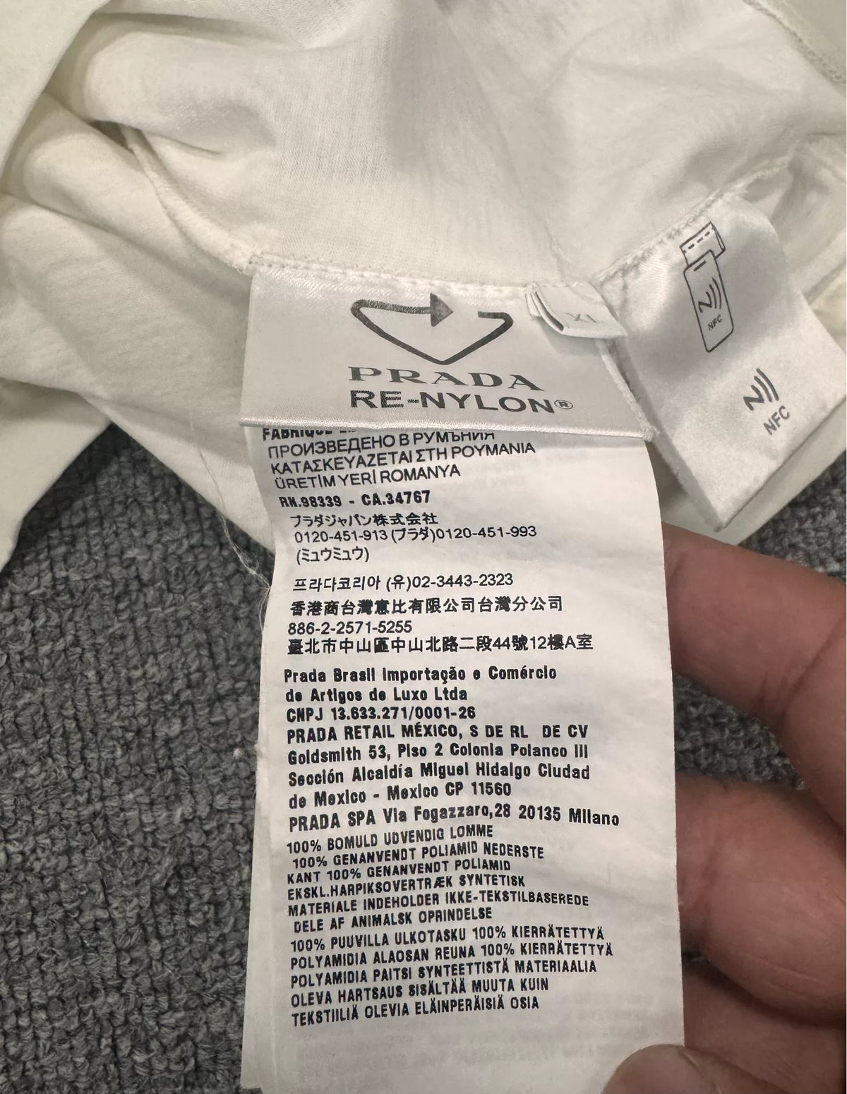 Prada Nylon Patchwork Pocket Triangle Logo Short-Sleeve Top
