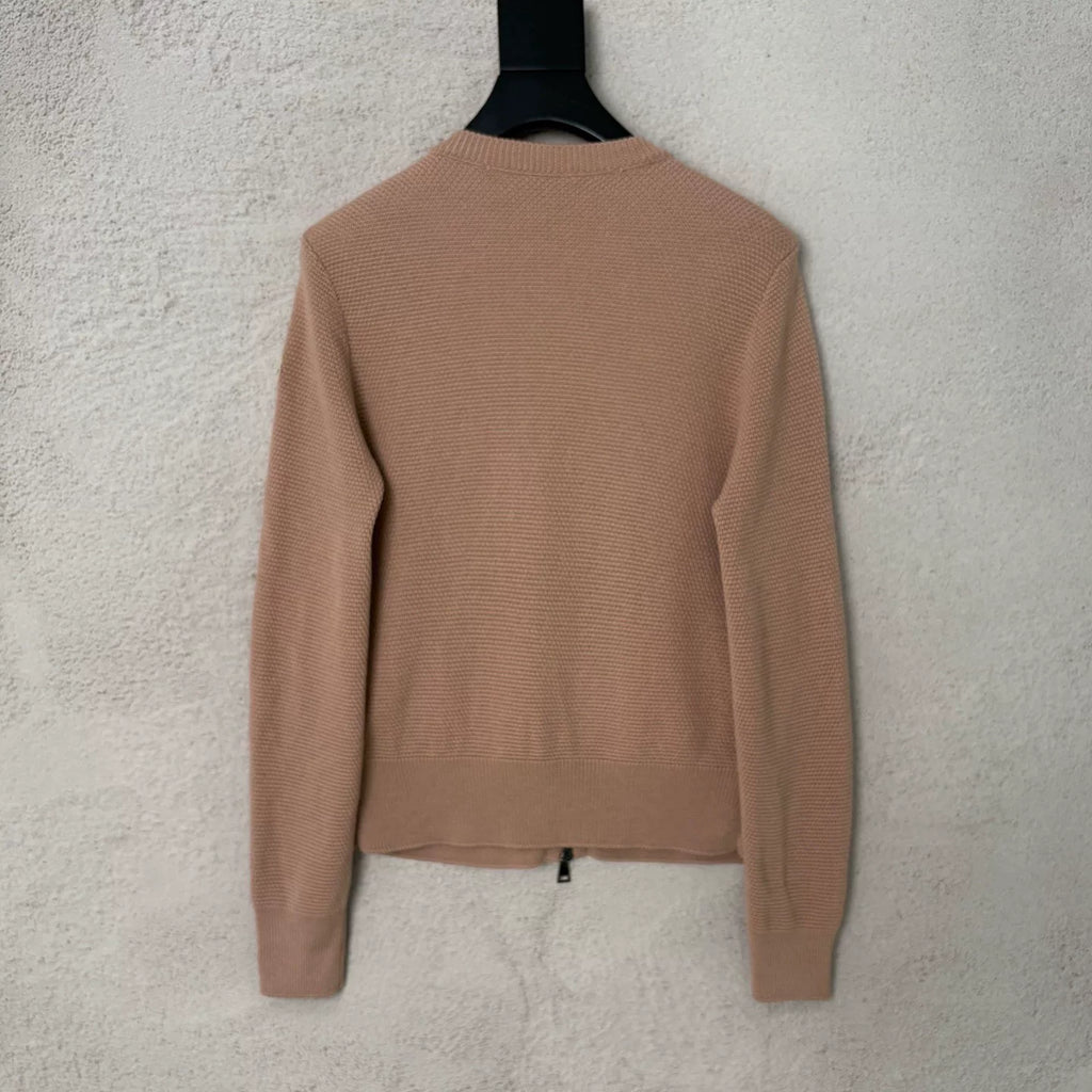 Moncler Pink Knit Wool-Panel Down Jacket