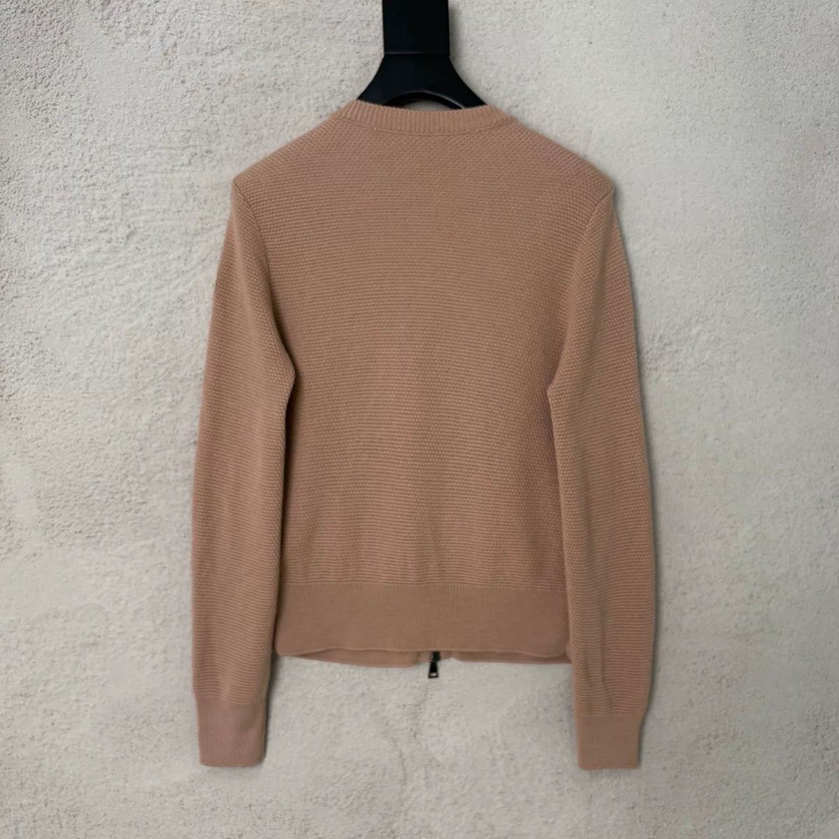 Moncler Pink Knit Wool-Panel Down Jacket