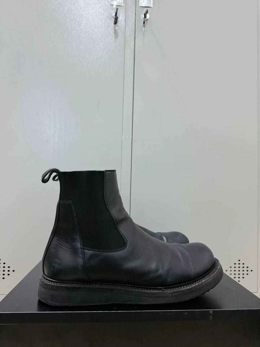 Rick Owens Leather Chelsea Military Boots