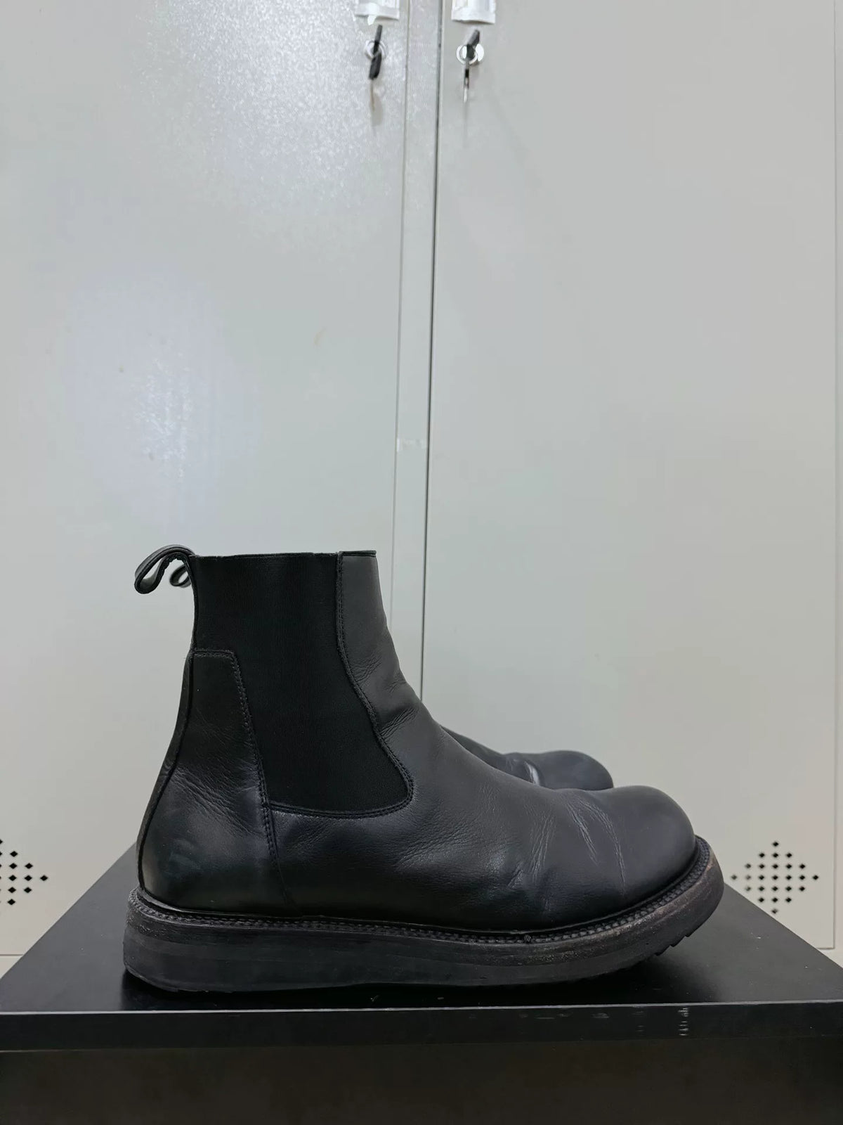 Rick Owens Leather Chelsea Military Boots