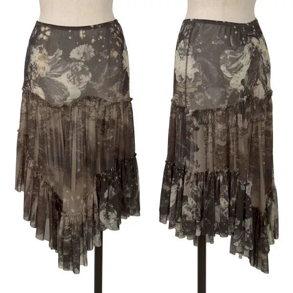 Jean Paul Gaultier Vintage Grey Patterned Mesh Skirt