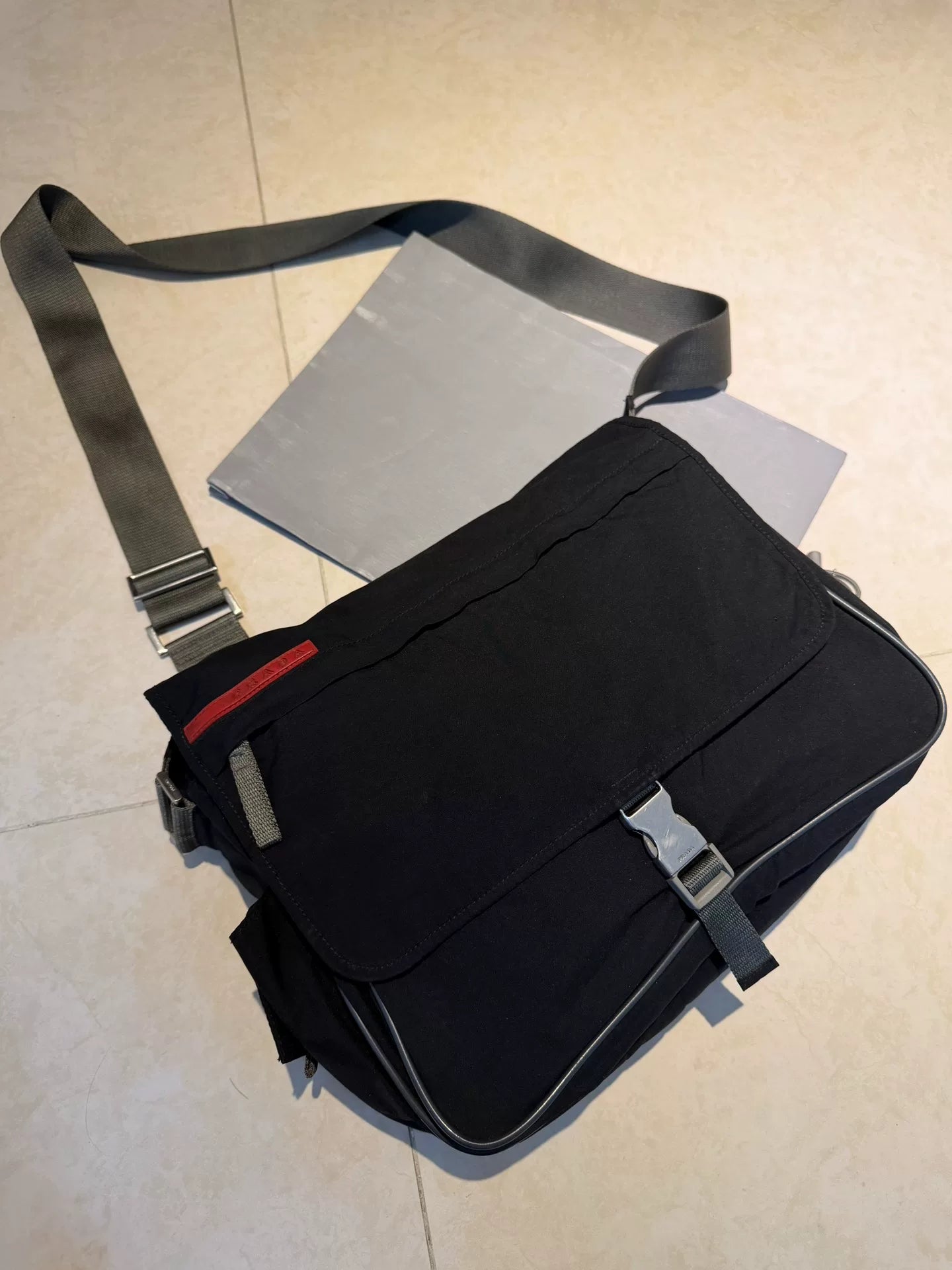 Prada Sports Label Crossbody Silver Bag