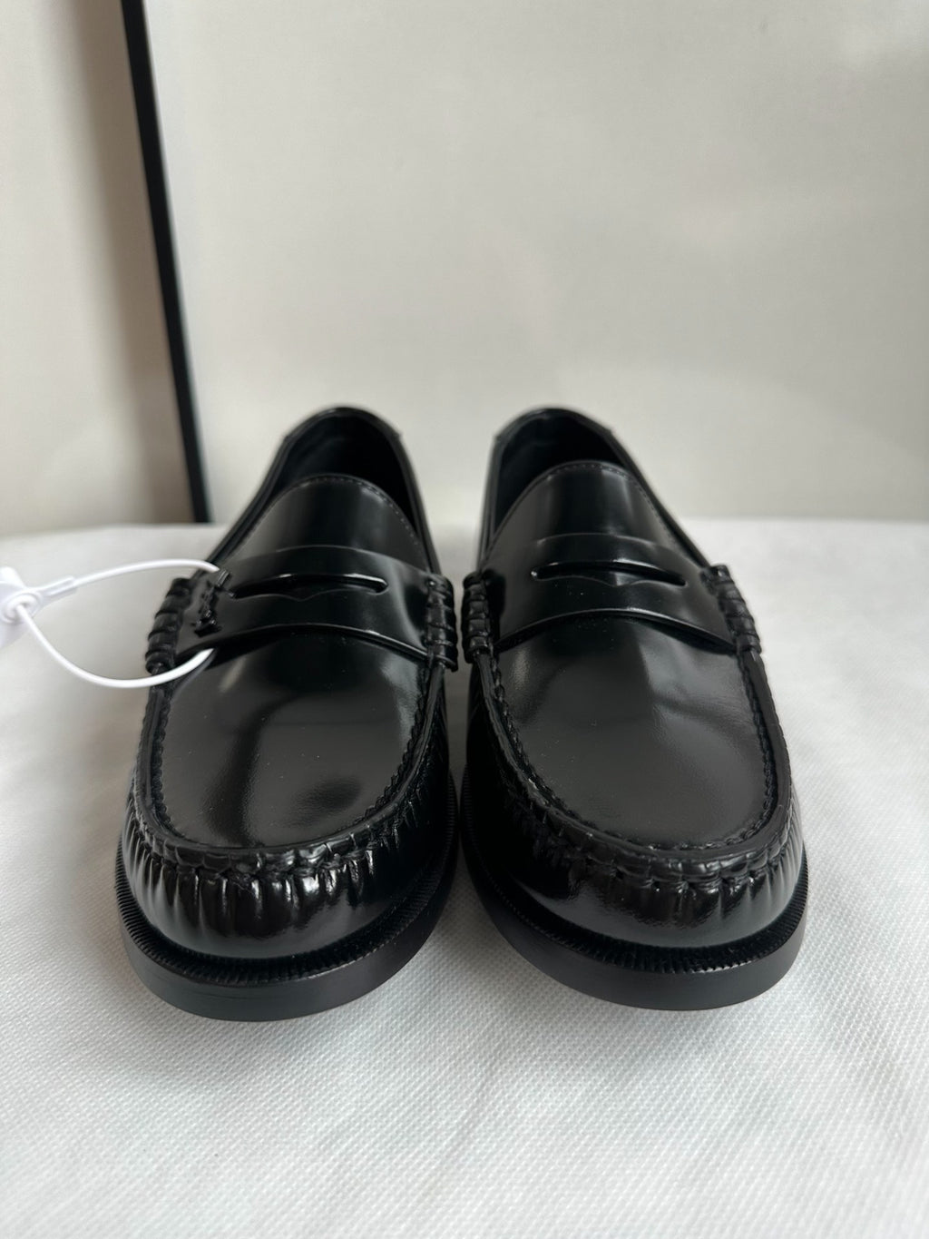 Saint Laurent Black Patent Leather Penny Loafers