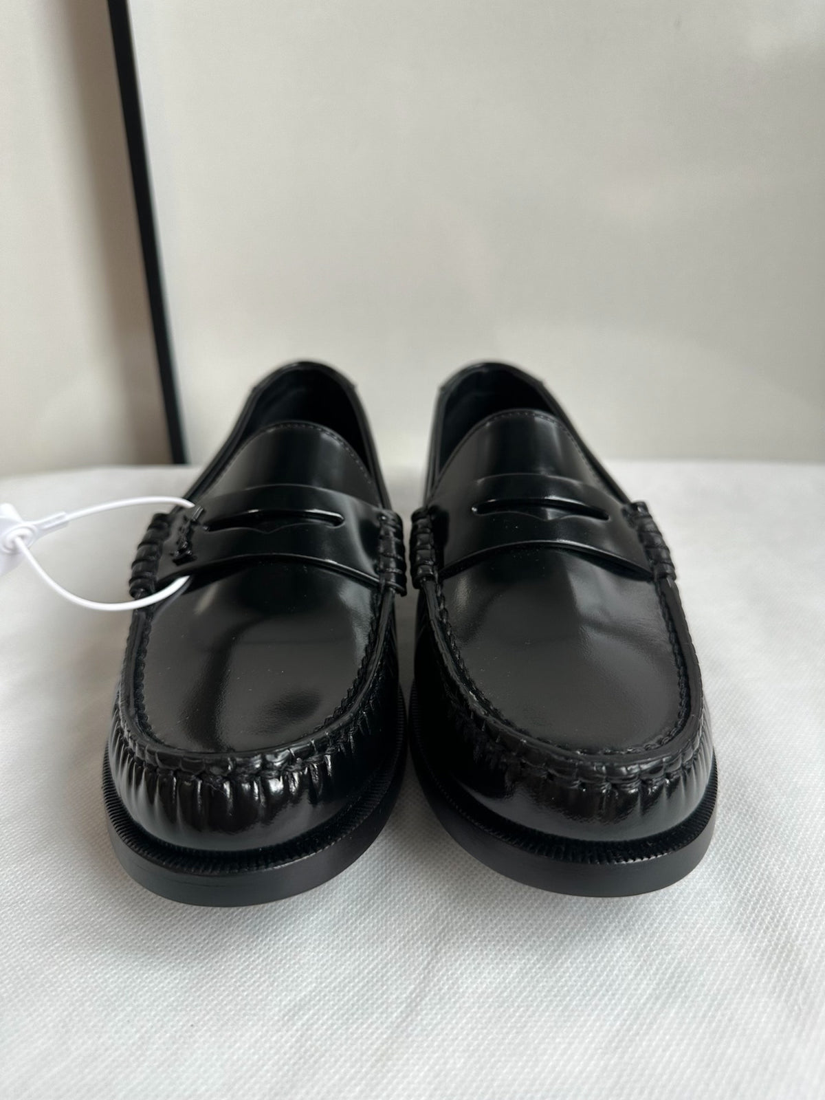 Saint Laurent Black Patent Leather Penny Loafers