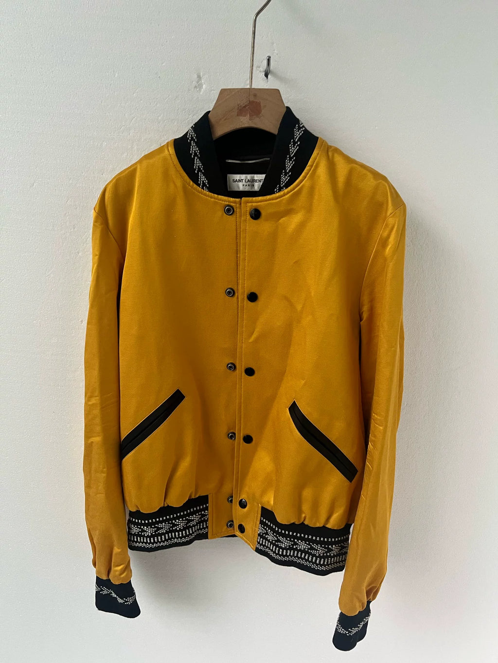 Saint Laurent Lauren Paris Varsity Yellow Jacket