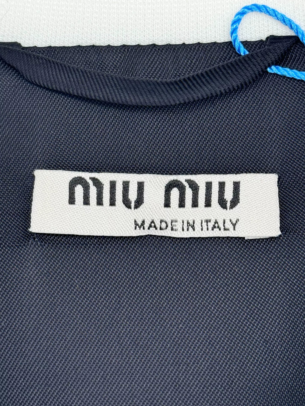 MiuMiu logo Blue White Feather Letter Patch Single-Breasted Jacket