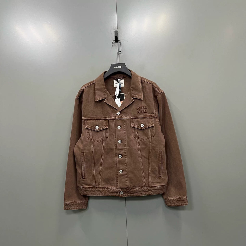 Miu Miu Logo Embroidered Denim Jacket