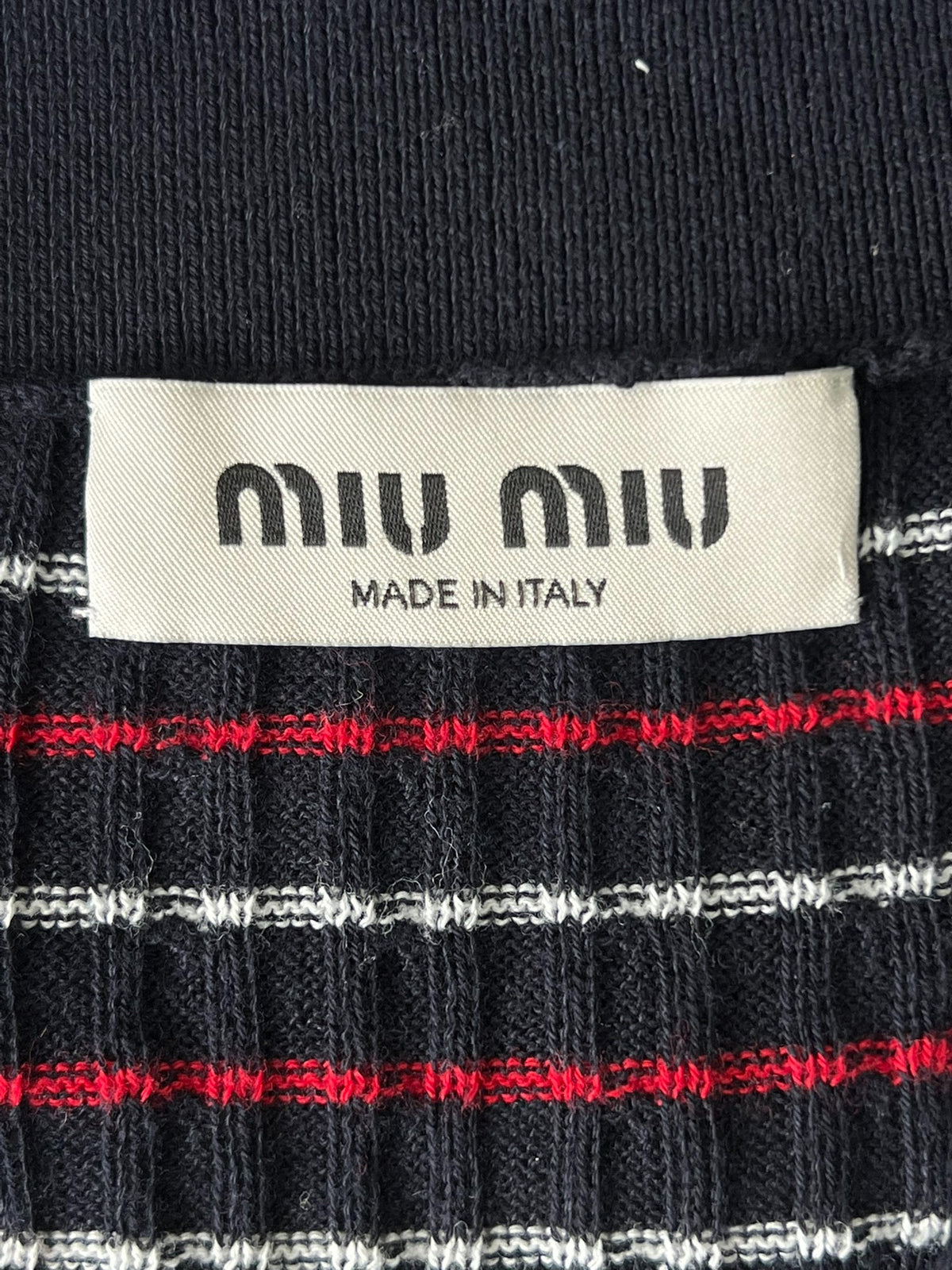 Miu Miu striped sailor collar knit cardigan