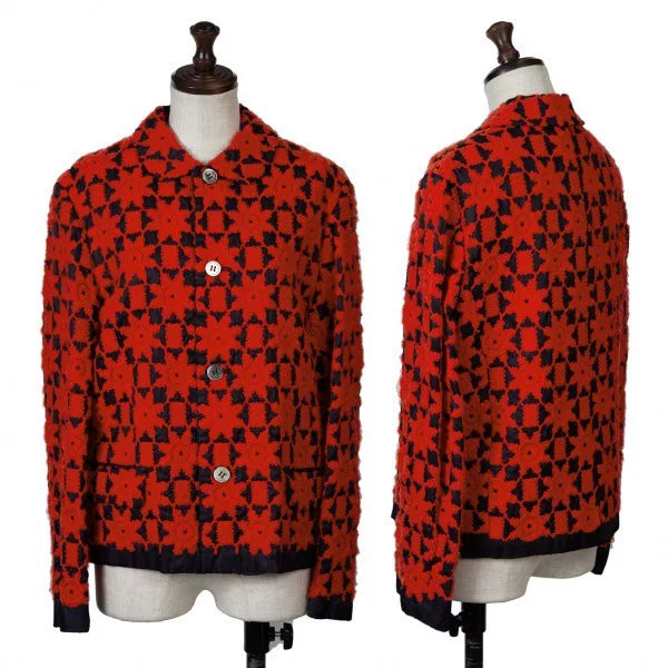 COMME des GARCONS Vintage Red Floral Mandarin Collar Top