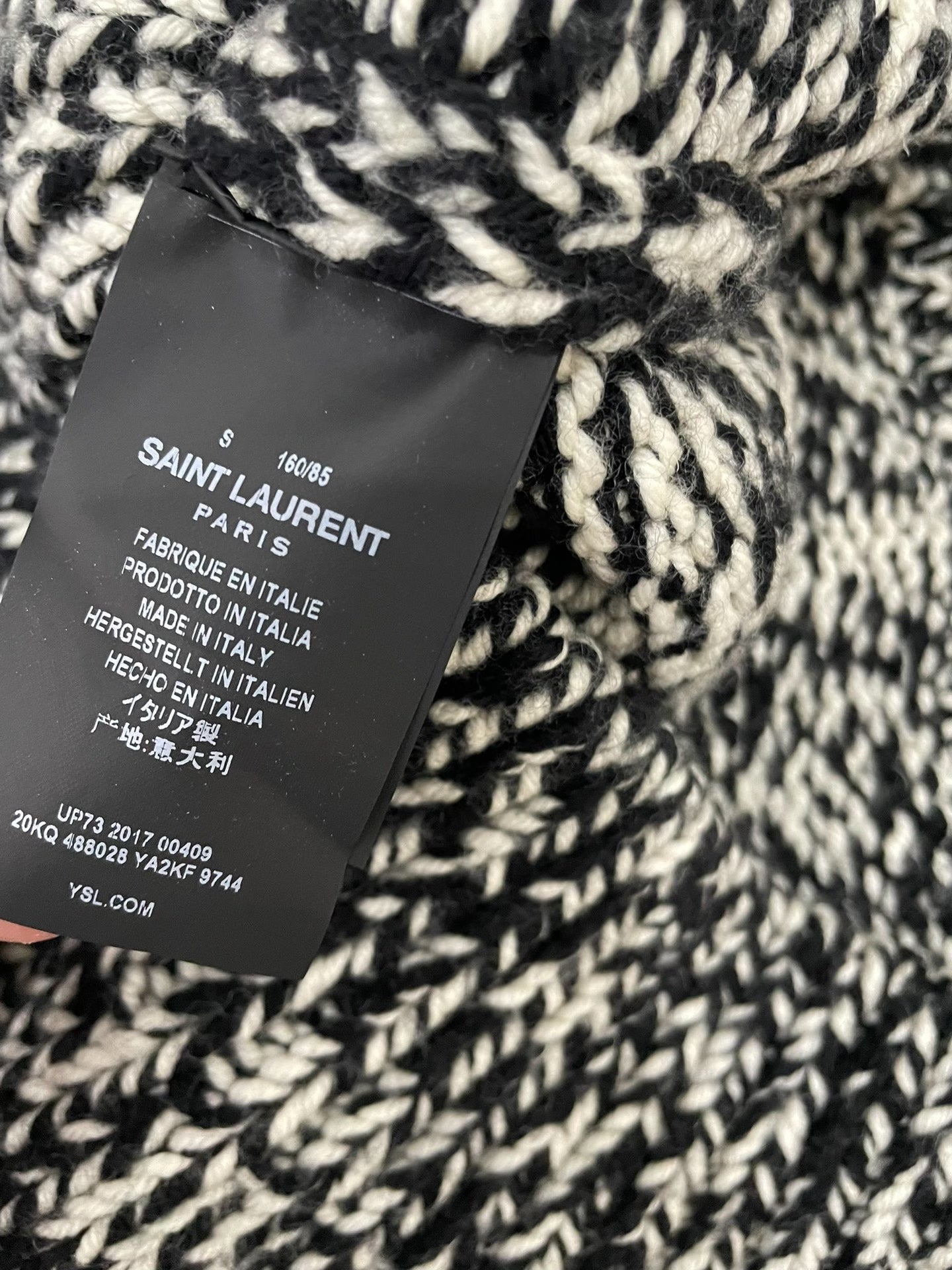 Saint Laurent 17FW Black White Knit Snowflake Turtleneck Sweater