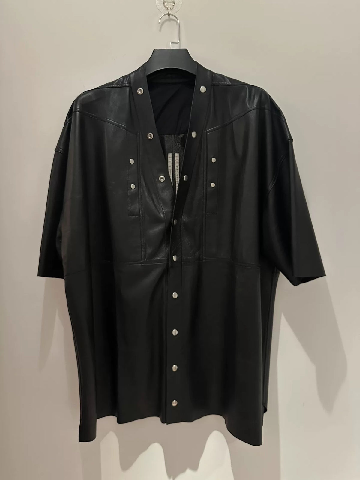 Rick Owens 22SS Larry shirt leather short-sleeve
