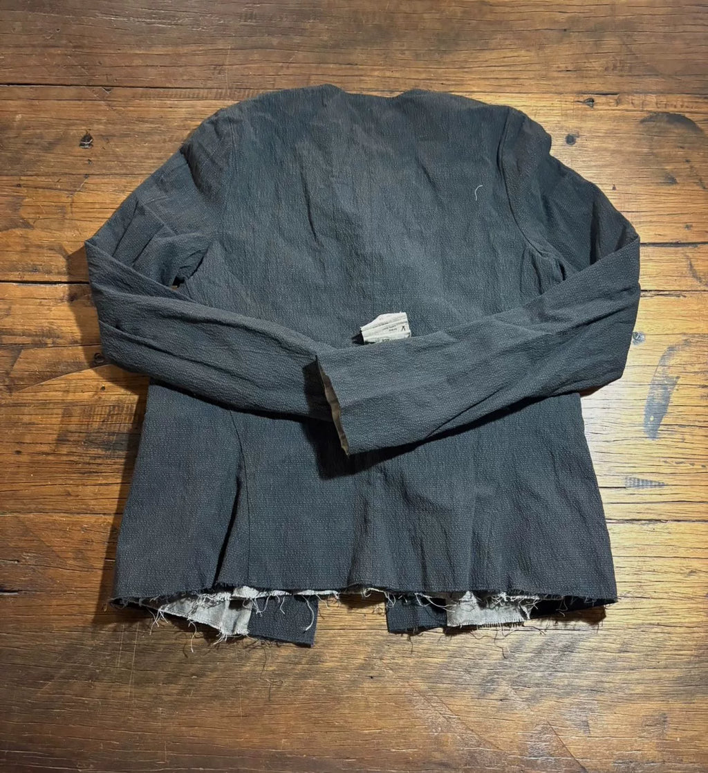 M.A+ SS18 Black Fitted Cross Pocket Cotton Ramie Jacket