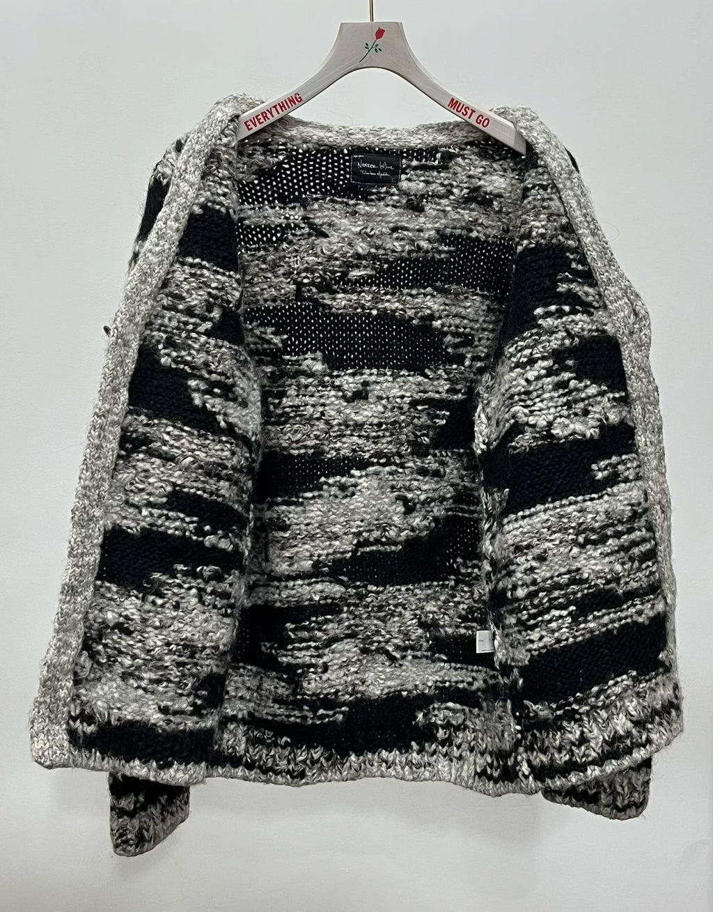 Number (n)ine "Give Peace A Chance" 04AW Wool Knit Black Cardigan