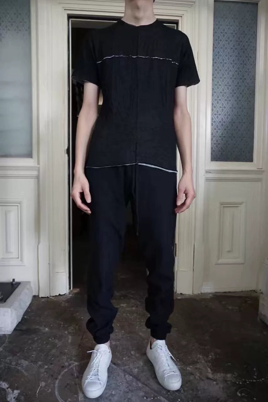 M.A+ SS17 m.a+ Black Special Stitched One Piece Short Sleeve Cotton Top