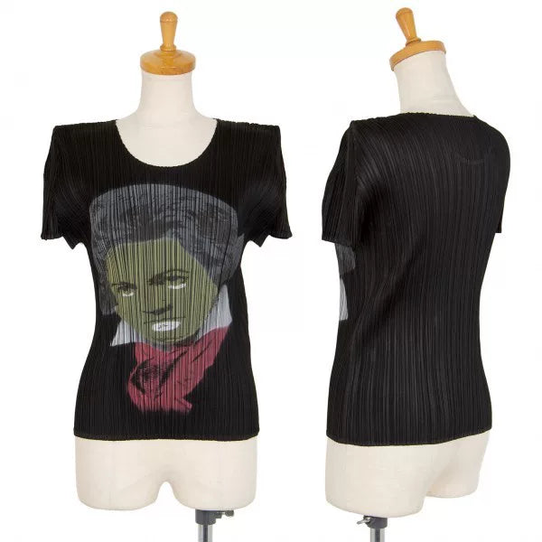Issey Miyake Vintage Black Portrait Pleated Top